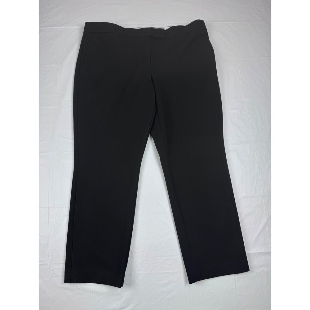 Ann Taylor Womens Black Cotton Blend Cropped Straight Leg Dress Pants Size 14
